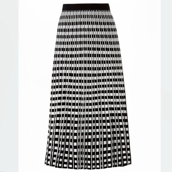 Derek Lam 10 Crosby Pleated Midi Skirt Black White Size XS - Picture 2 of 5